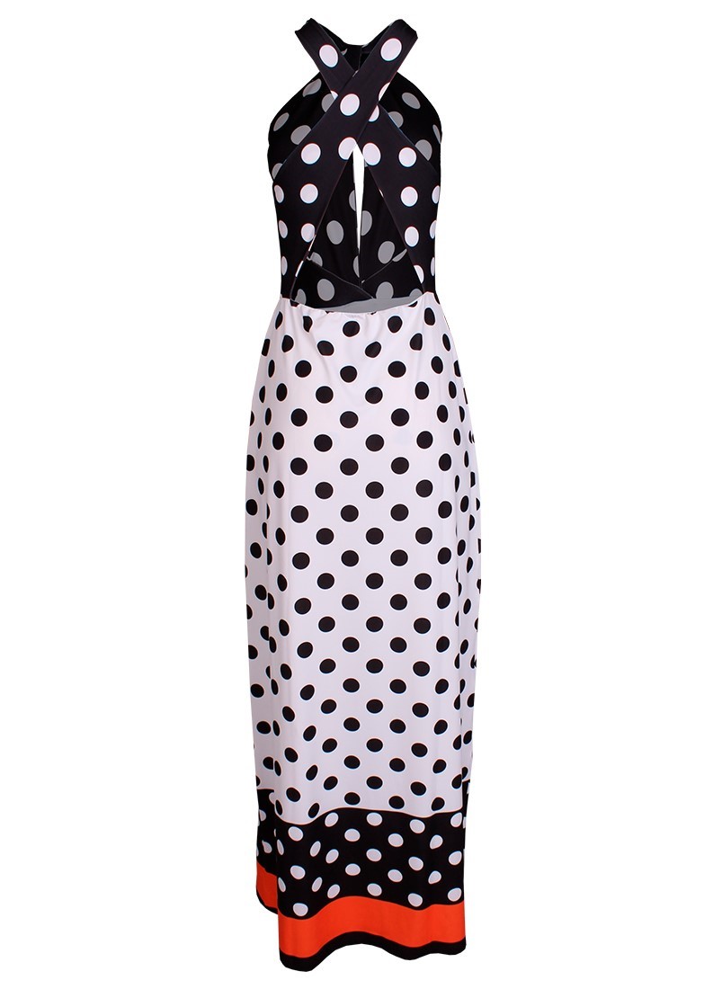 Vestido gola halter com nó