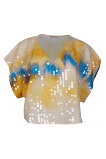 Blusa cropped com lantejoulas