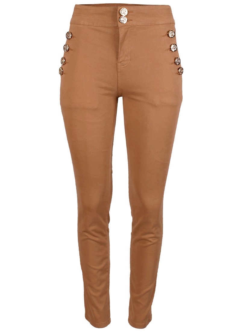Calças skinny com botões