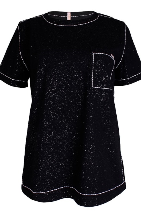 T-shirt com pesponto em contraste