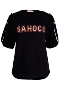 T-shirt com presilhas