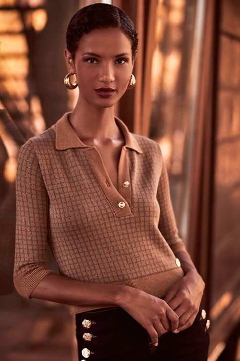 Camisola tipo polo de tricot