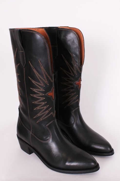 High-heeled cowboy boots