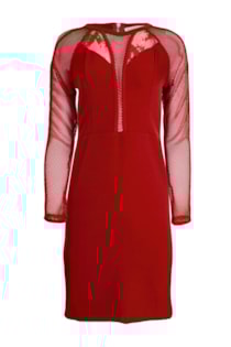 Vestido combinado com perfurado