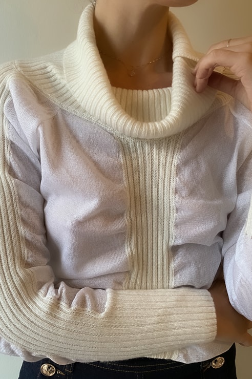 Camisola de tricot combinada