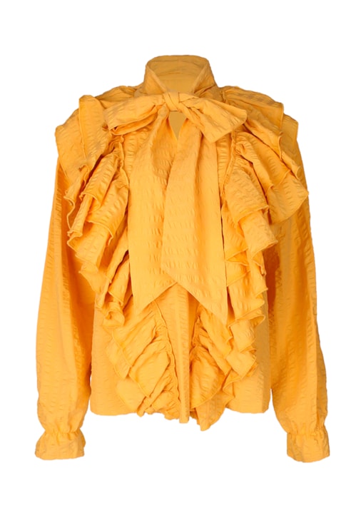Blusa com folhos e laço
