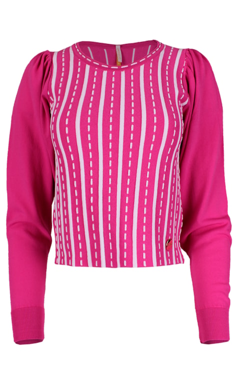 Knitted sweater with backstitching