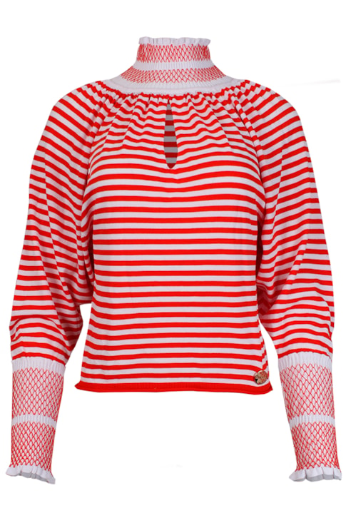 Camisola de malha com gola alta franzida