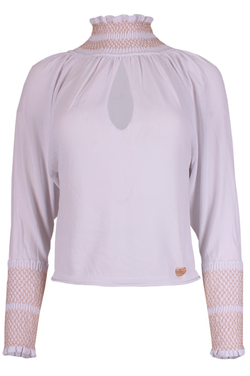 Knitted sweater with high collar