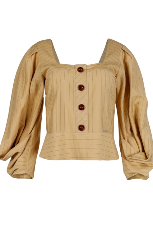 Blusa às riscas manga abalonada