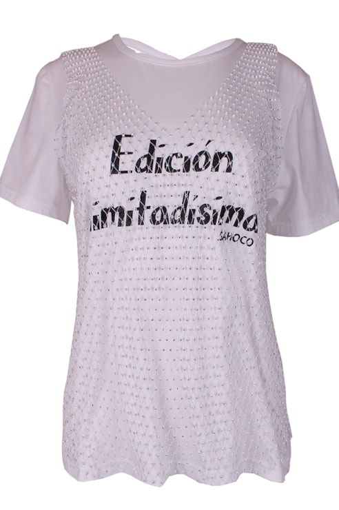 T-shirt com top brilhante combinado