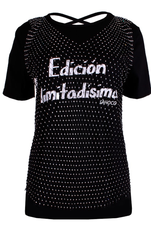 T-shirt com top brilhante combinado