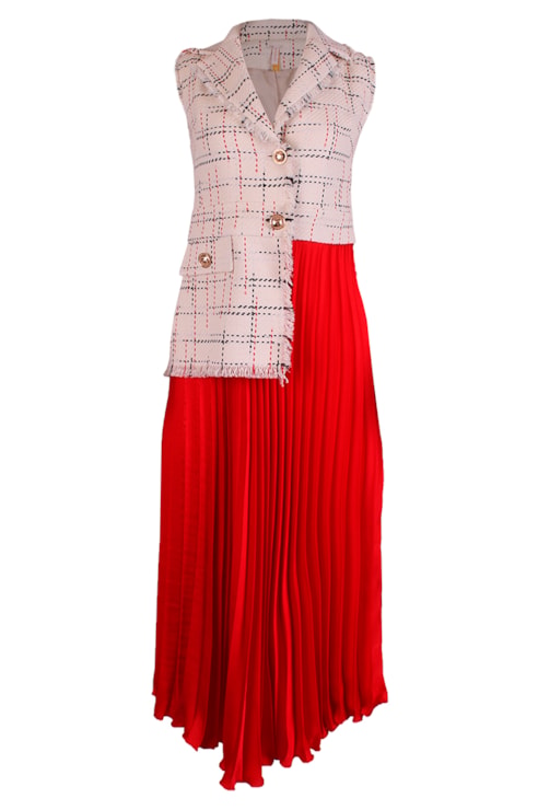Vestido assimétrico combinado