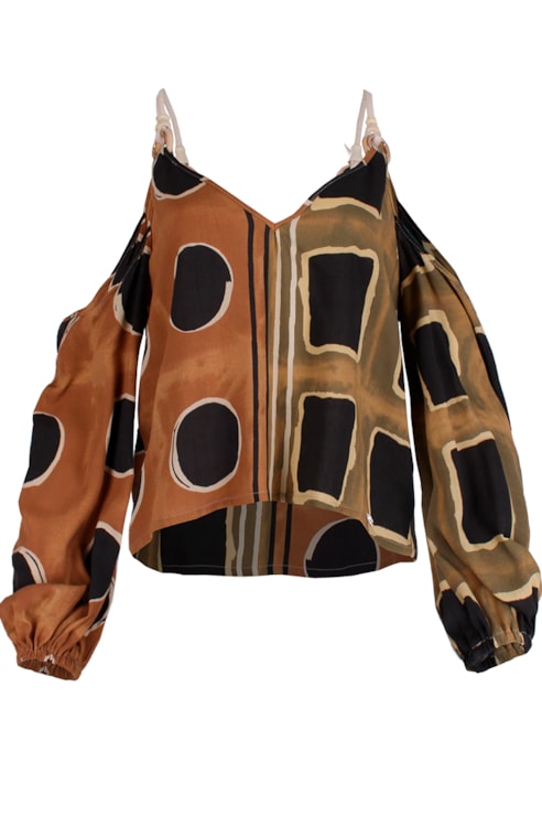 Top estampado alças em corda
