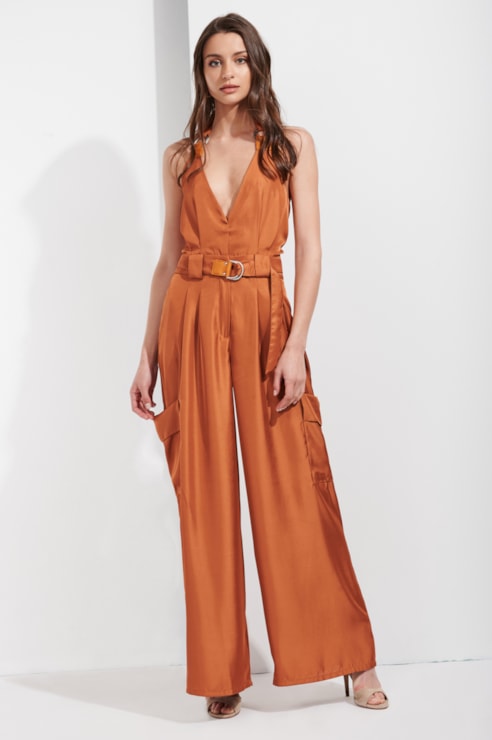 Open back fluid jumpsuit
