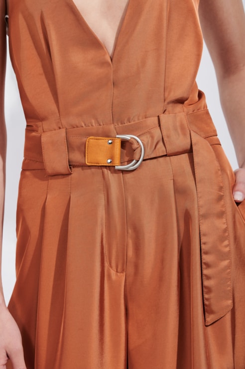 Open back fluid jumpsuit