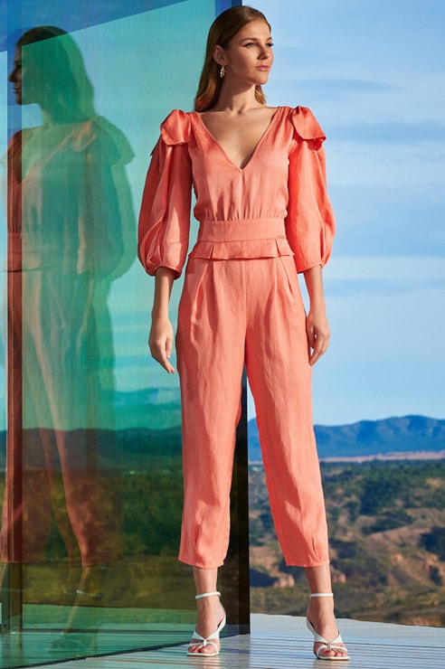 V-neck jumpsuit detail ties