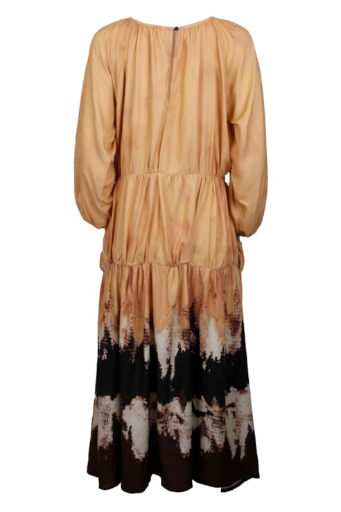 Vestido amplo com franzidos