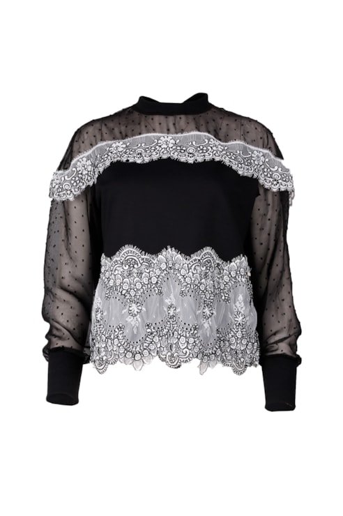 Camisola mix de tecido