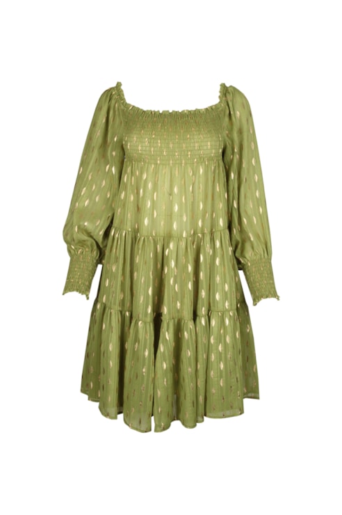 Vestido drapeado e folhos