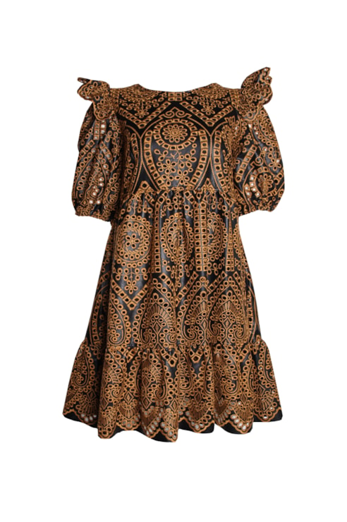 Vestido efeito pele bordado inglês