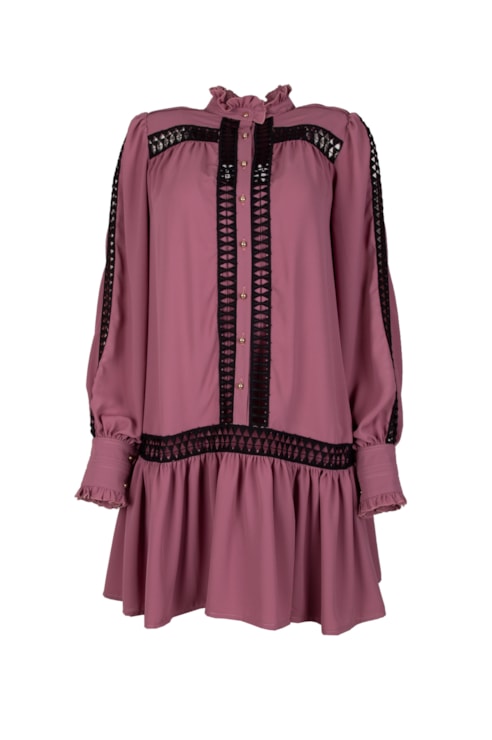 Vestido fluido com folhos