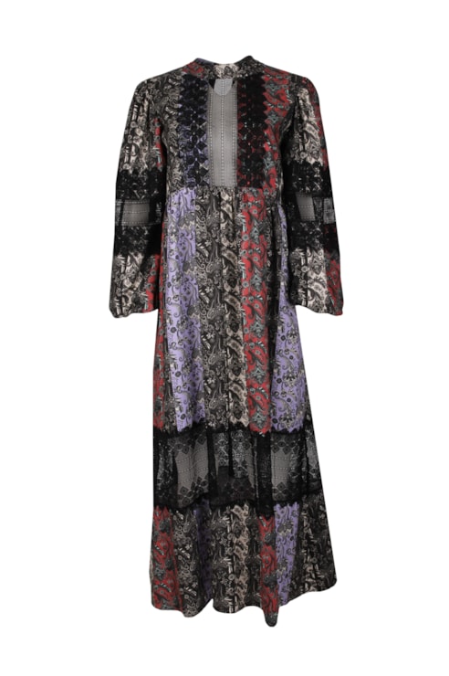 Vestido estampado com transparência