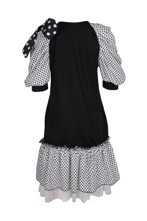 Vestido combinado às bolinhas