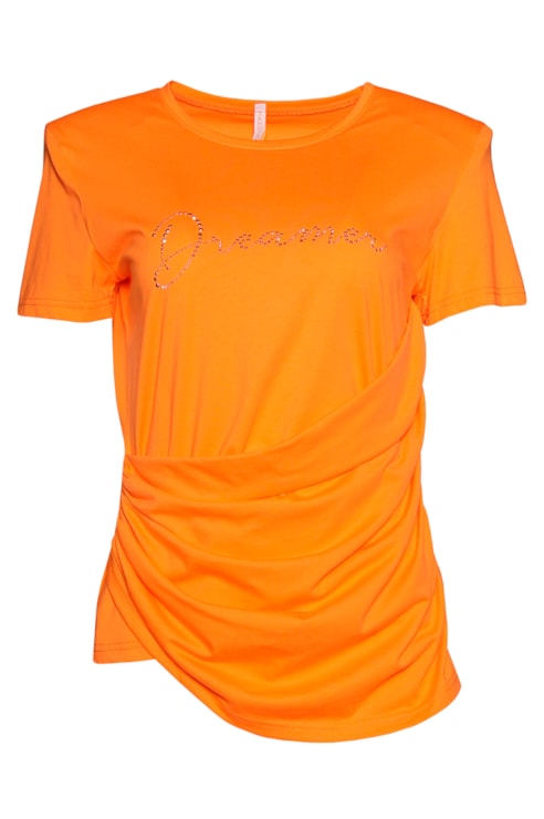 T-shirt básica com pregas