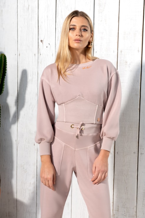 Camisola cropped de felpa