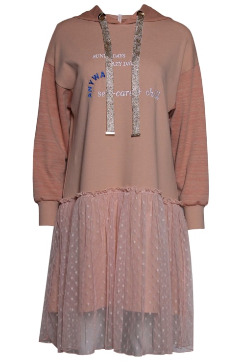 Vestido felpa e tule