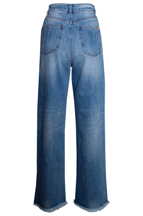 Calças denim cintura subida