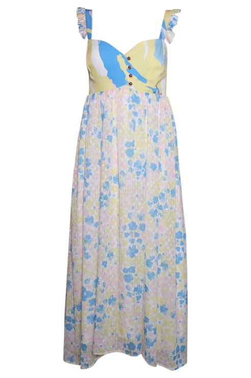Vestido de alças e folhos