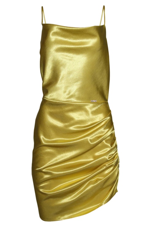 Vestido acetinado com bordado