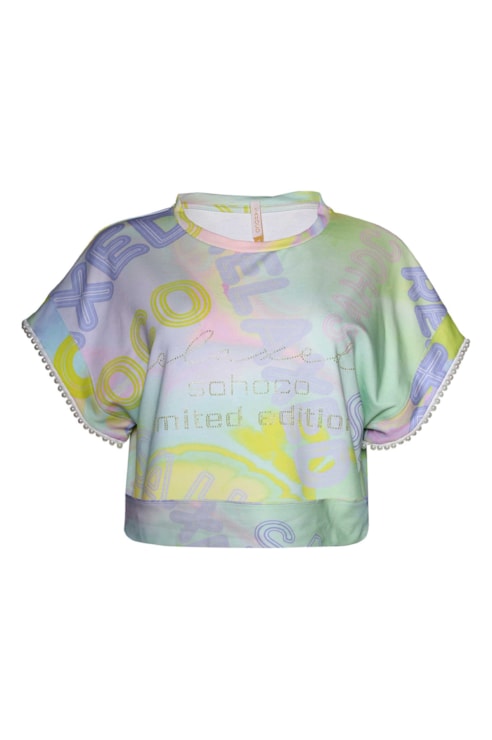 T-shirt cropped estampada