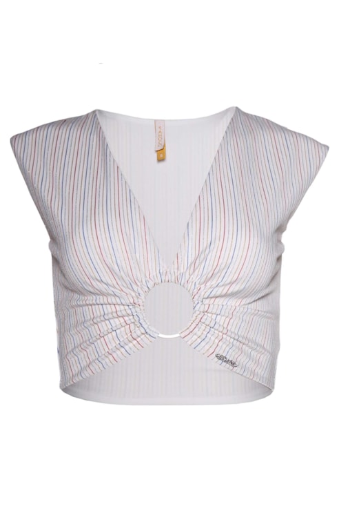 Top cropped decote em bico