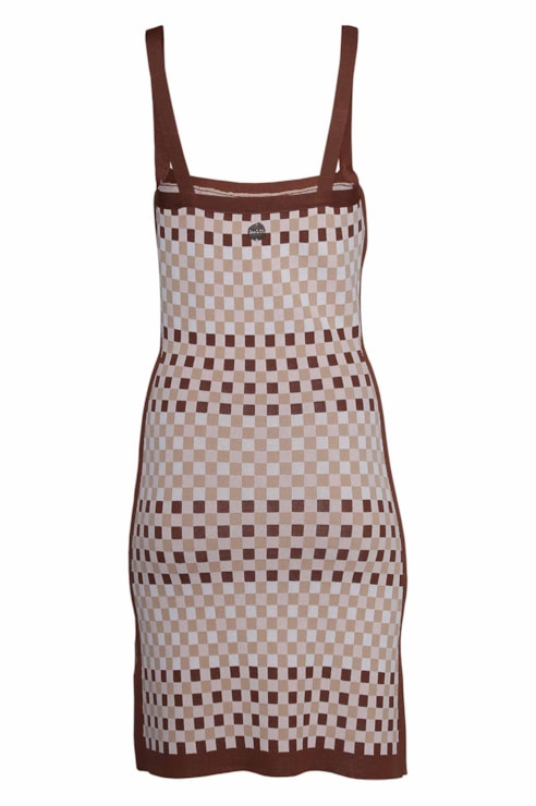 Vestido de malha aos quadrados