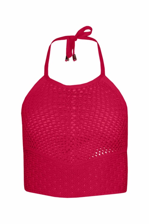 Top de malha decote halter