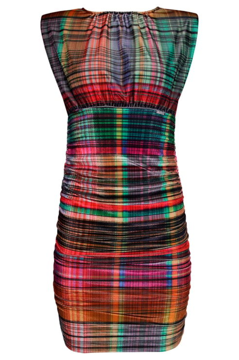 Vestido Drapeado com Ombreiras