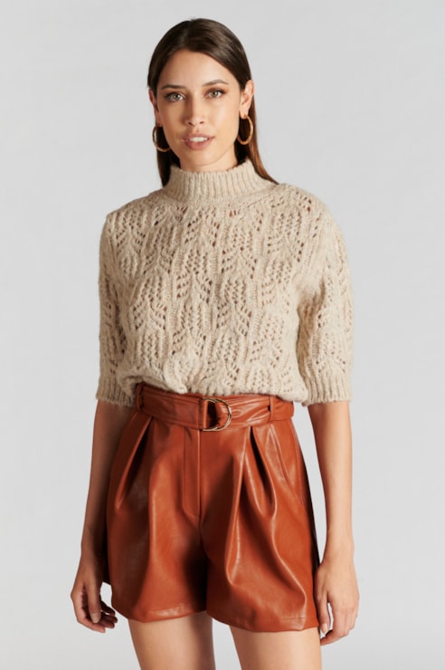 Camisola Malha Aberta e Meia Manga