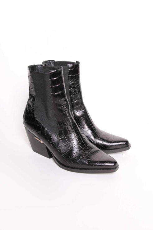 Botins Efeito Croco Tacão Largo