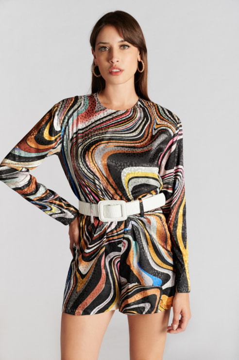 Short Jumpsuit with Shoulder Pads