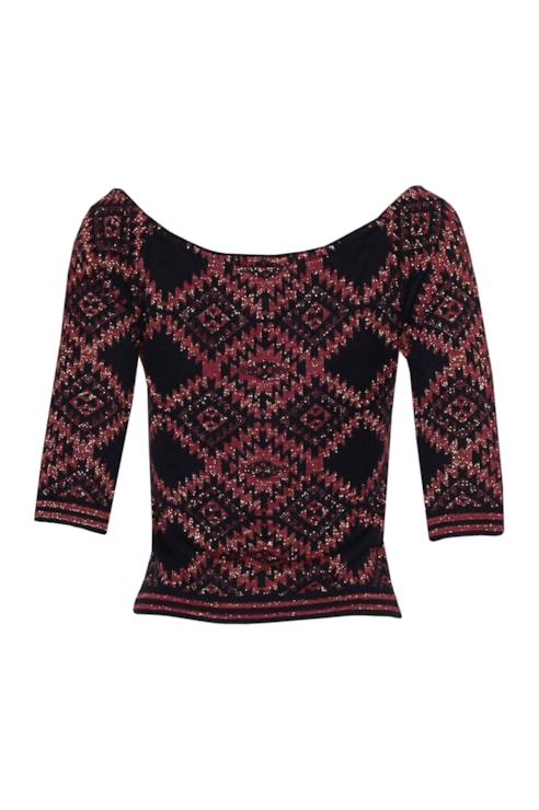 Camisola de malha fios brilhantes