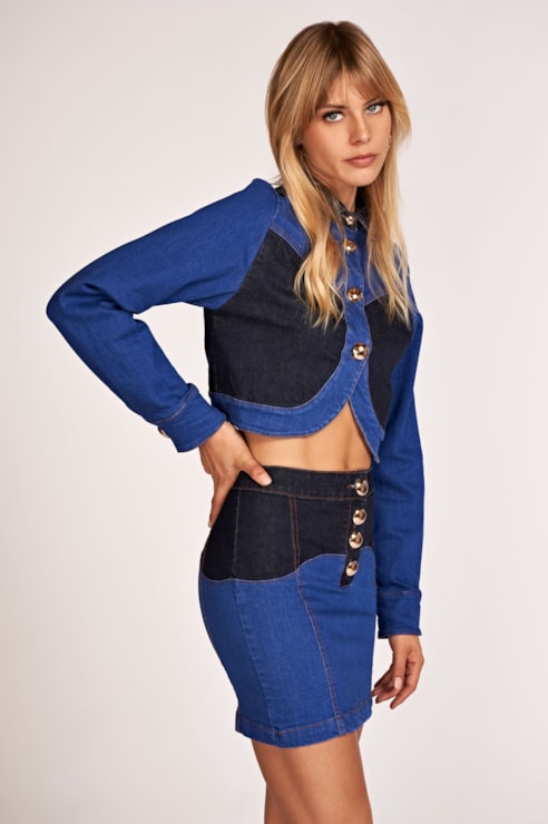 Mini saia denim 2 tons