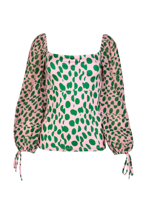Blusa curta manga balão