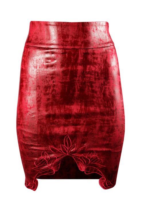 Asymmetrical leather effect skirt