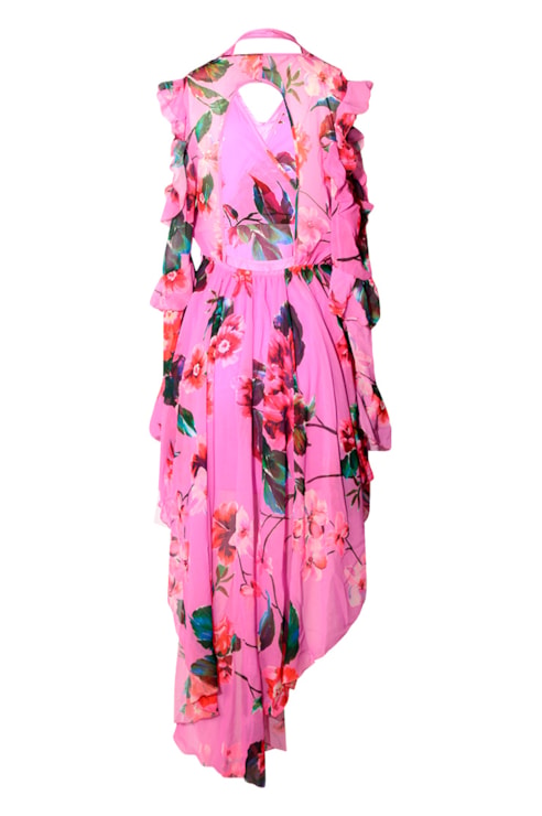 Vestido Estampado Folhos
