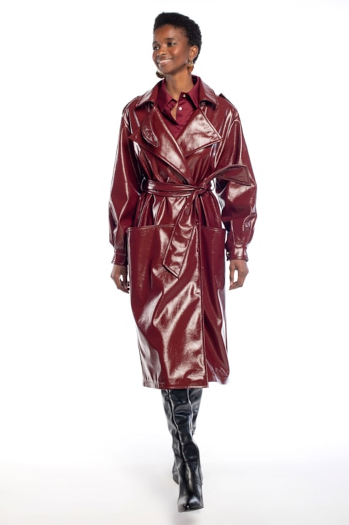 Gabardine Comprida com Efeito de Pele
