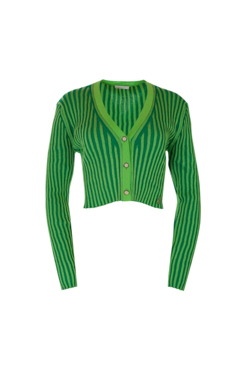 Conjunto casaco e top de malha