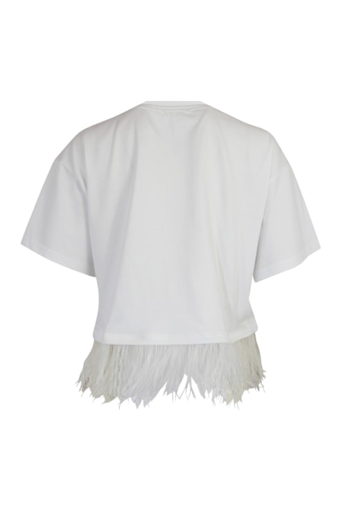 T-shirt com detalhe penas
